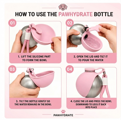 PawHydrate™ – Portable 2‑in‑1 Dog Water Bottle