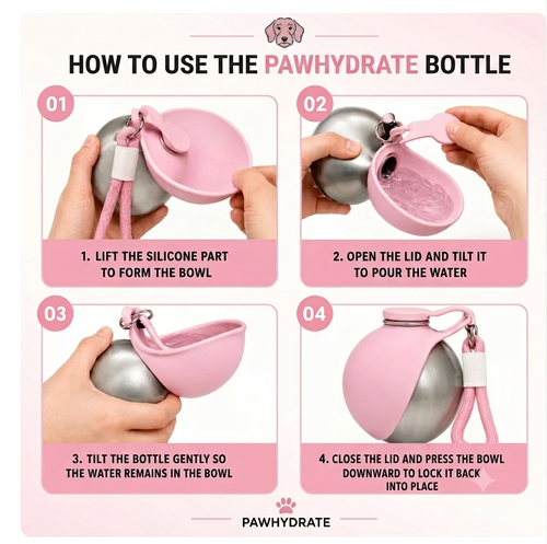 PawHydrate™ – Portable 2‑in‑1 Dog Water Bottle